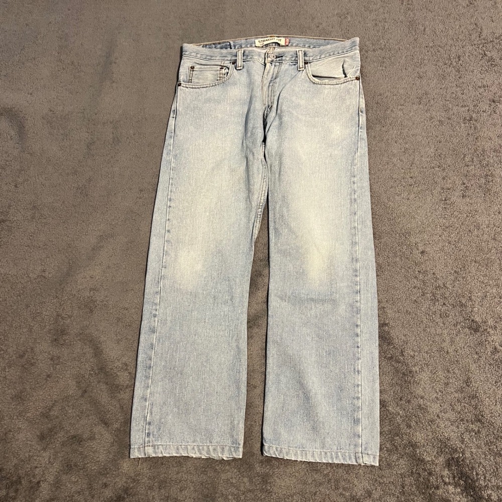 Vintage Y2K Levis 505 Straight Fit Light Wash Blue Denim Jeans Mens 32x28